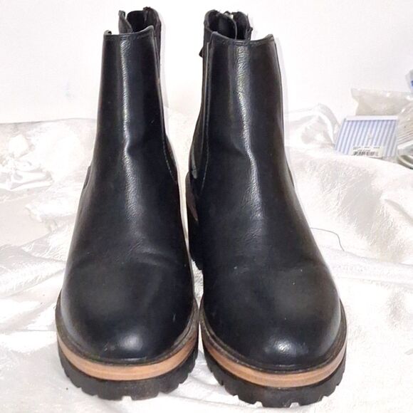 Mia Chunky Women's Jonna Ankle Boots Y2K Wedge Lug Sole Block Heeled Combat 6.5 - Picture 3 of 10